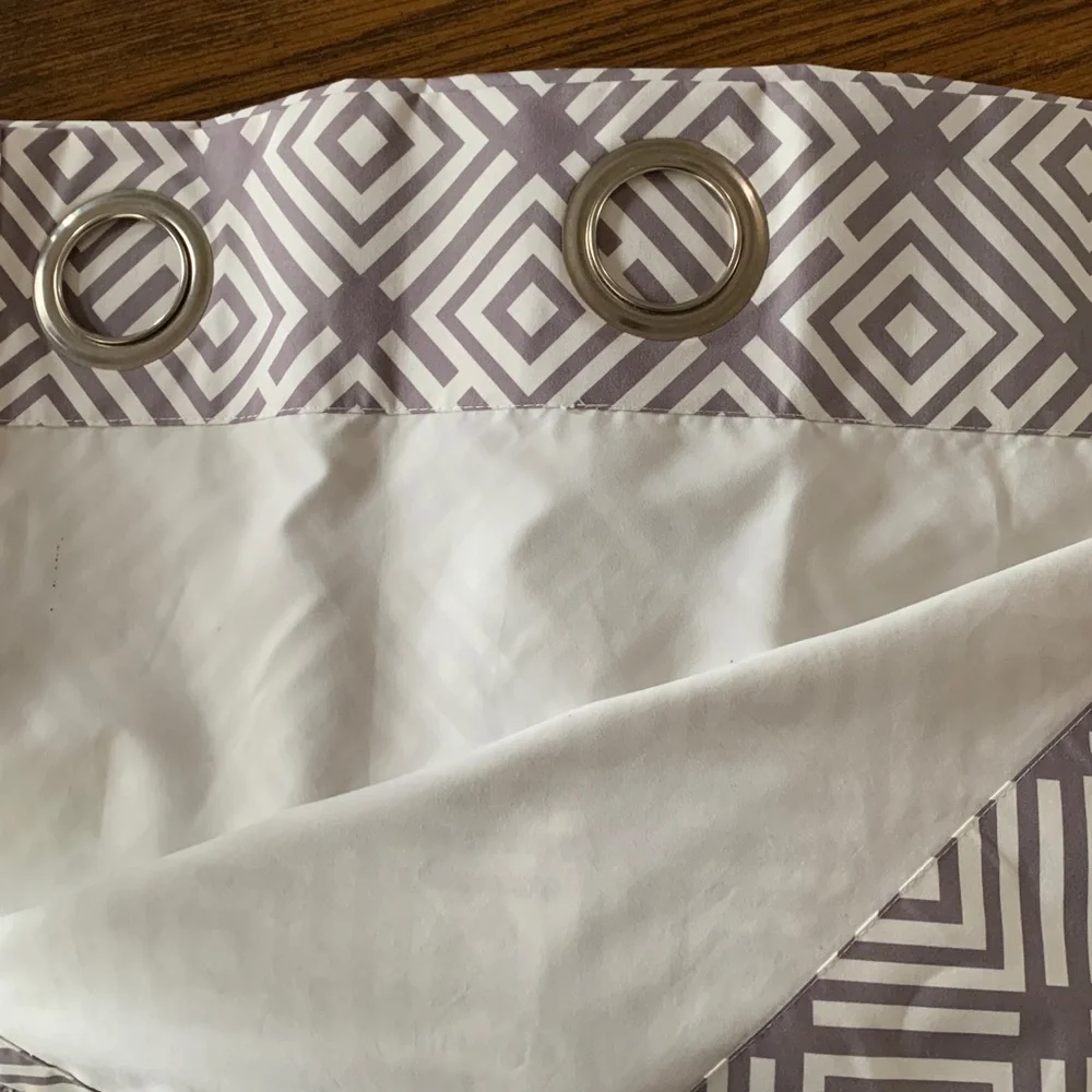 Geometric Patterned Curtains. One pair. Gray and white